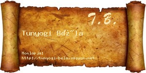 Tunyogi Béla névjegykártya